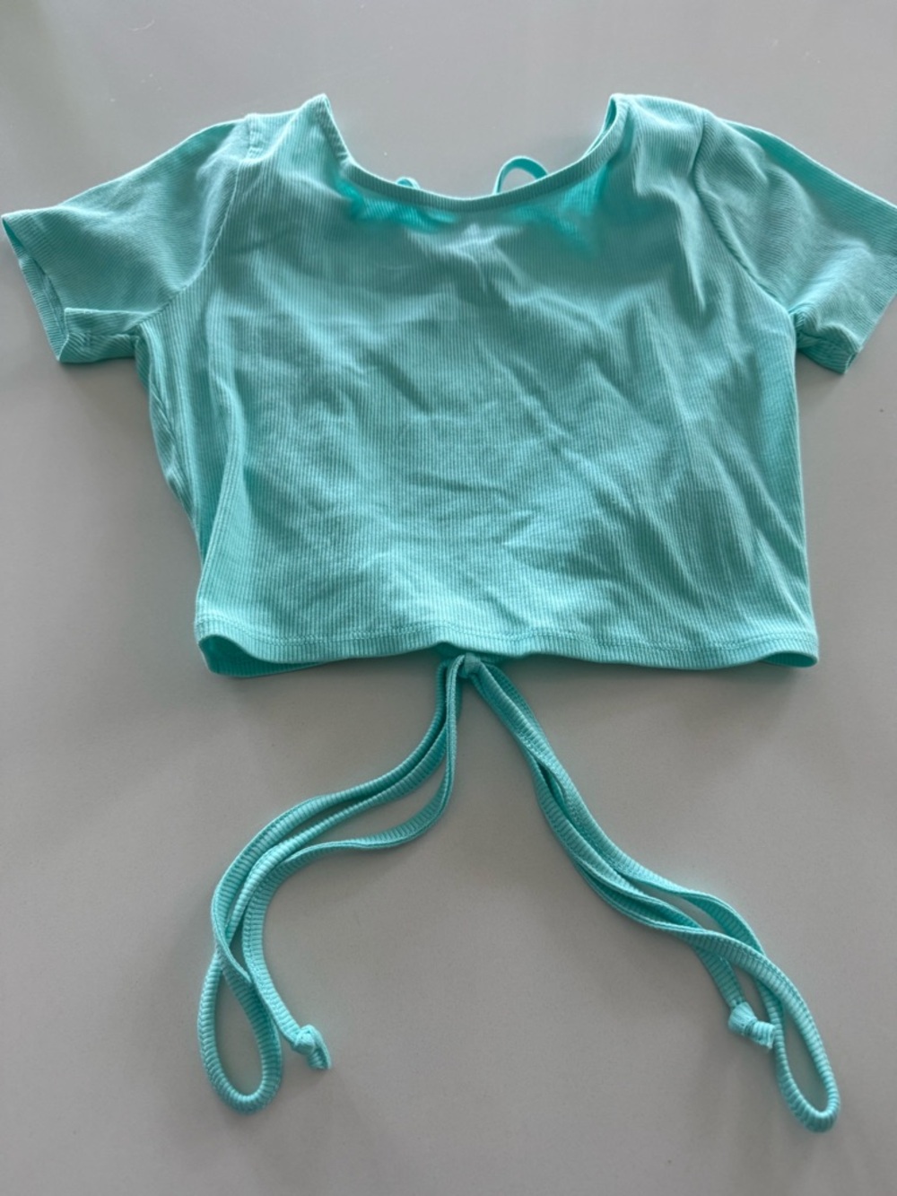 wild fable Aqua Tie-Front Ribbed Crop Top